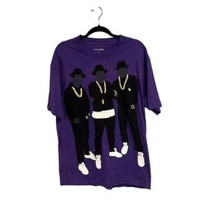 Anchorblue Mens Purple Run DMC Cotton Graphic Short Sleeve T-Shirt Large